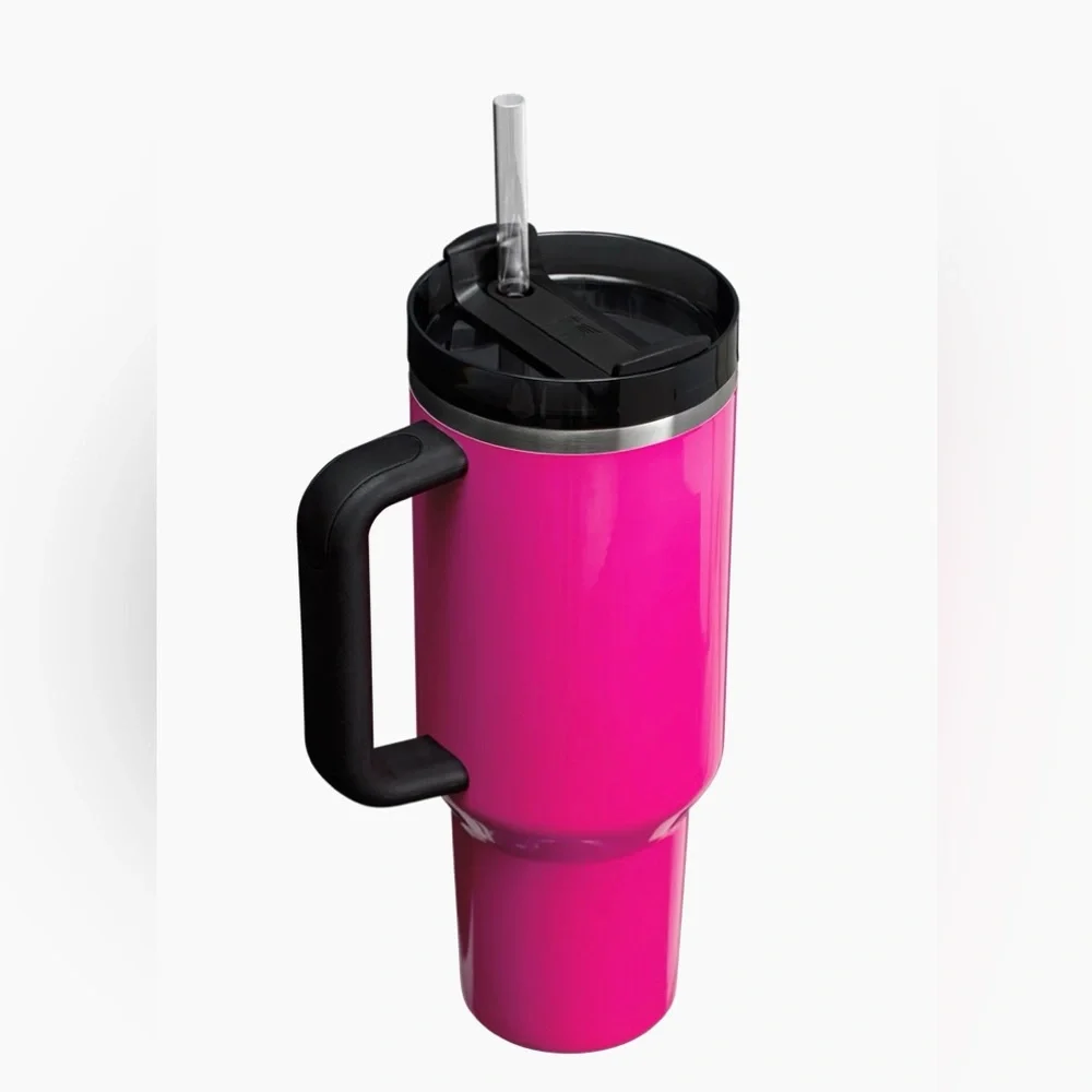 NIB Stanley Quencher H2.0 FlowState Tumbler Neon Pink & Black Color 40oz - Picture 15 of 16